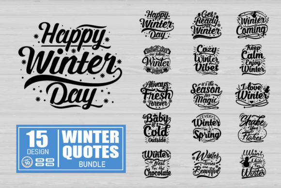 Download Winter Quotes Bundle SVG, EPS, DXF, PNG - Dxf Collection